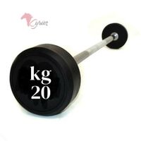 Barra Recta Con Peso Fijo Engomado 20 Kg Standard Negro
