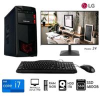Computadora PC Intel Core i7-8TH Ram16GB Disco 1TB -SSD 480GB -Monitor LG 24