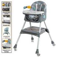 Silla de Comer Ebaby Lulu Plegable Doble Bandeja Gris