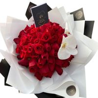 Ramo de 80 rosas + Orquidea -  Ramo de Flores
