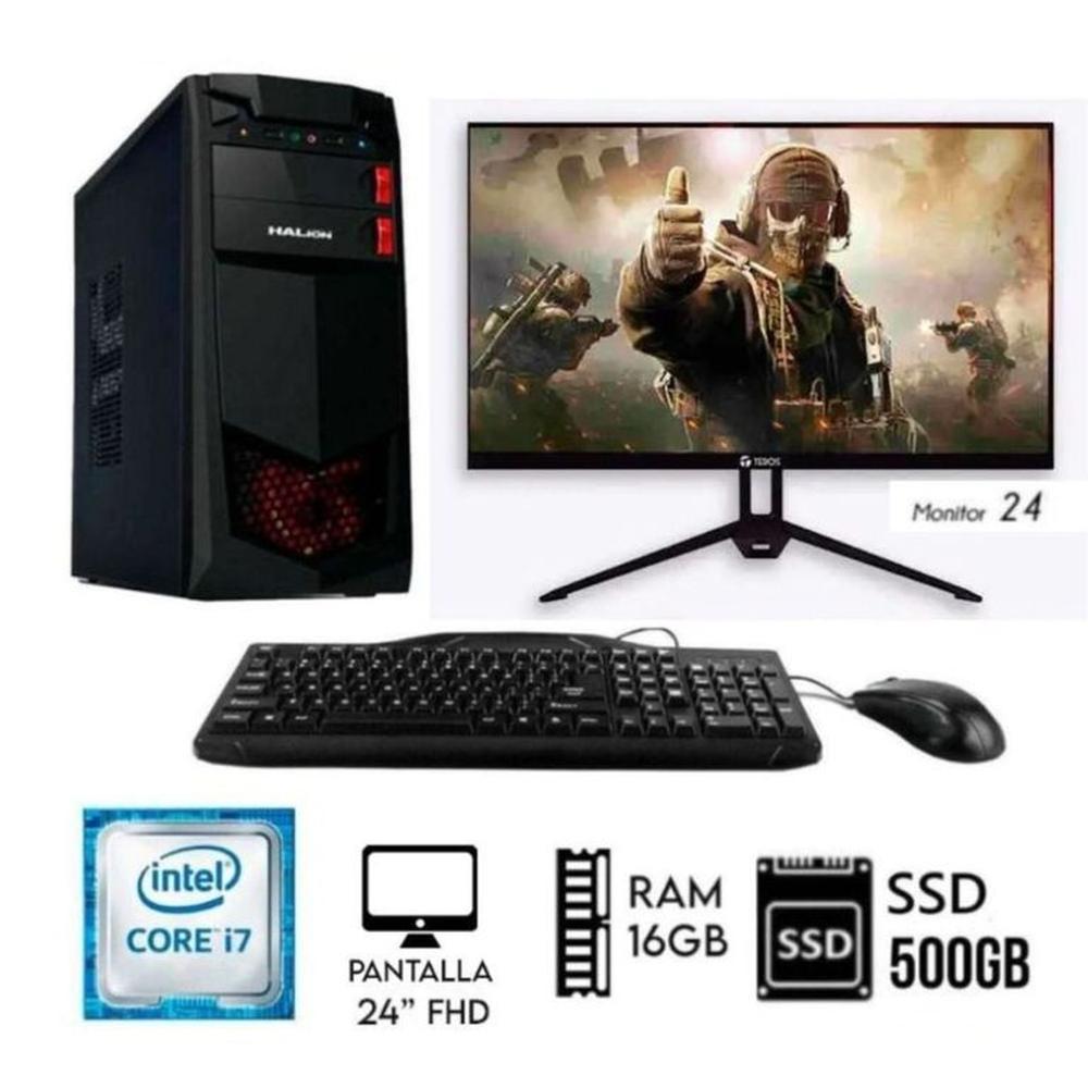Computadora Pc Intel Core i7 3.2Ghz Ram 16GB  Disco SSD 500W Monitor 24 FHD