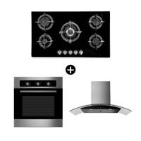 COMBO Cocina encimera Praga 87cm + Campana decorativa Praia 90cm + Horno a gas 70 litros