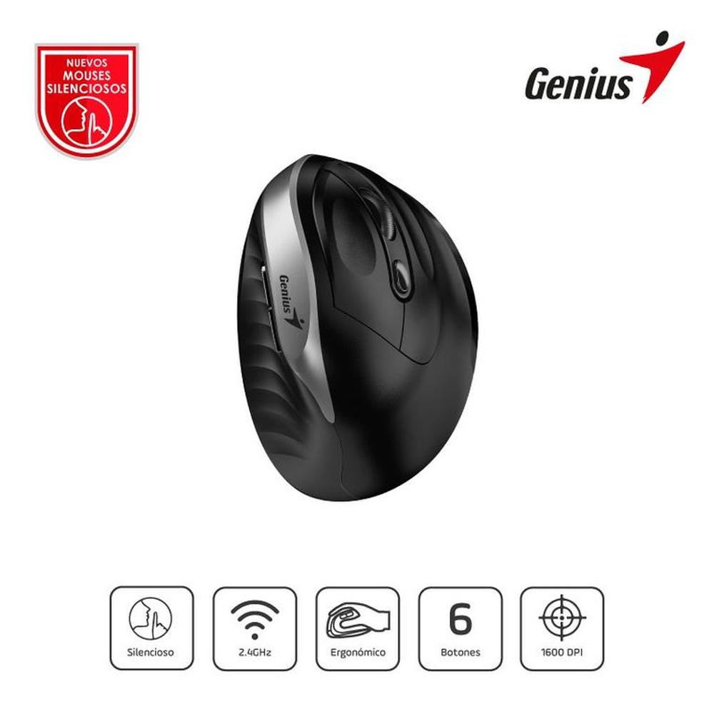 Mouse Inalámbrico Genius Ergo 8250S Vertical 6 bot. Silver Grey
