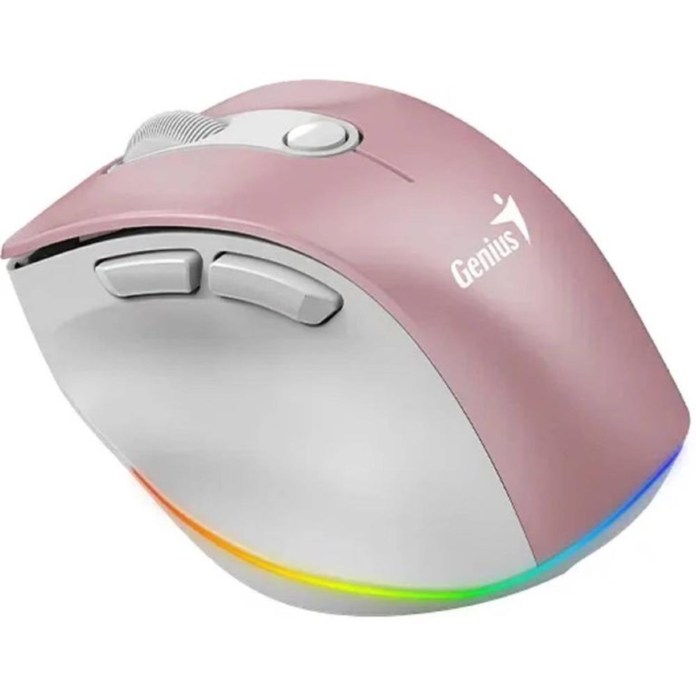 Mouse Genius Ergo 9000S recargable Bluetooth Silent RGB Pink