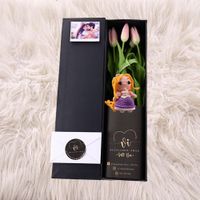 Box Luxury Tulipanes rosados + Rapunzel - Arreglo floral - Ramos