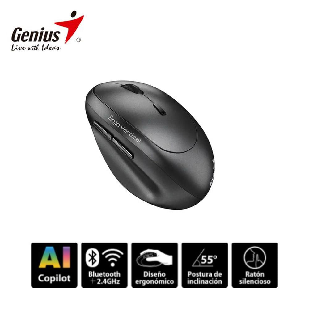 Mouse Genius Ergo 8350S AI copilot BT vertical Dark Grey