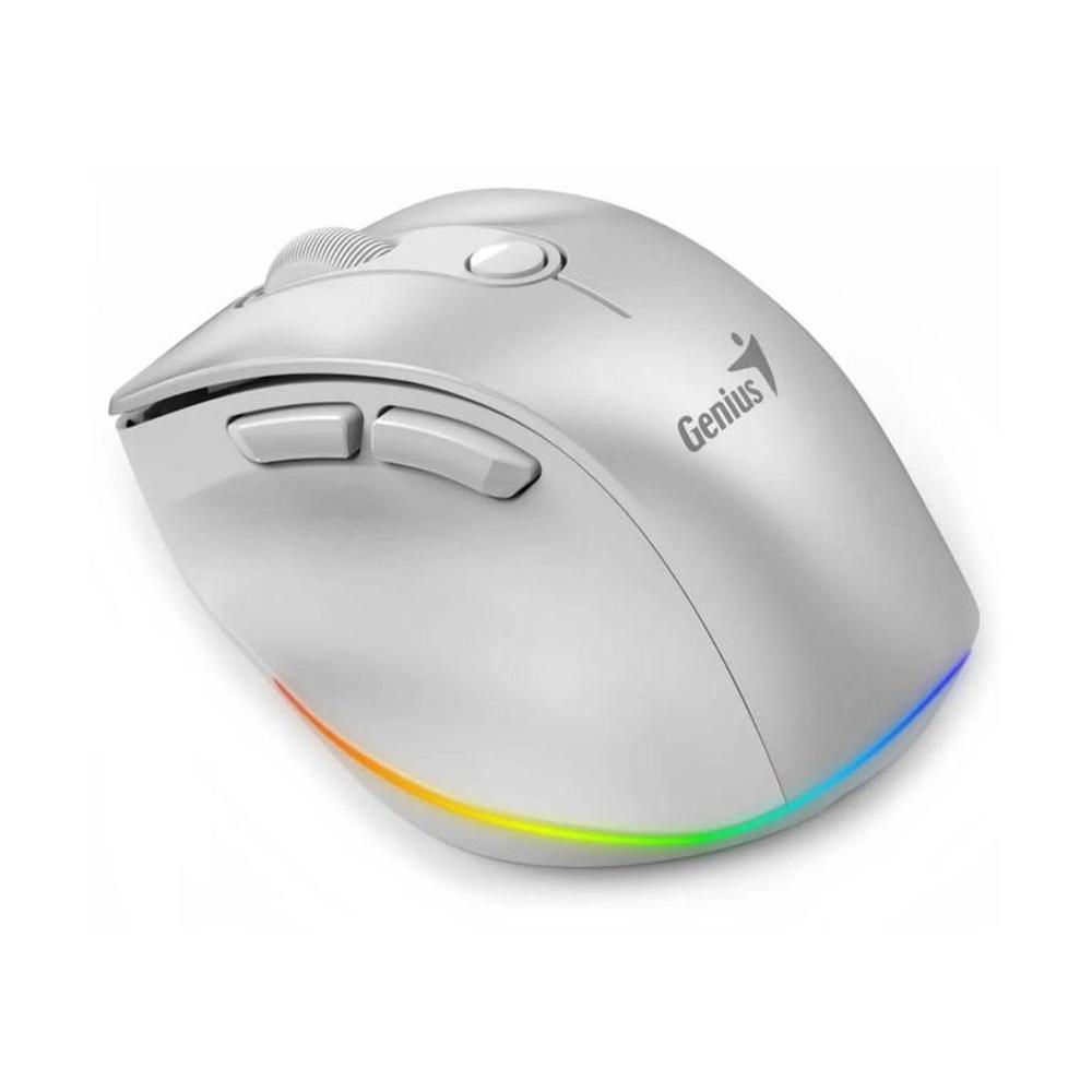 Mouse Genius Ergo 9000S recargable Bluetooth Silent RGB Pearl White