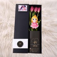 Box Luxury Tulipanes Fucsia + Aurora - Arreglo floral - Princesas