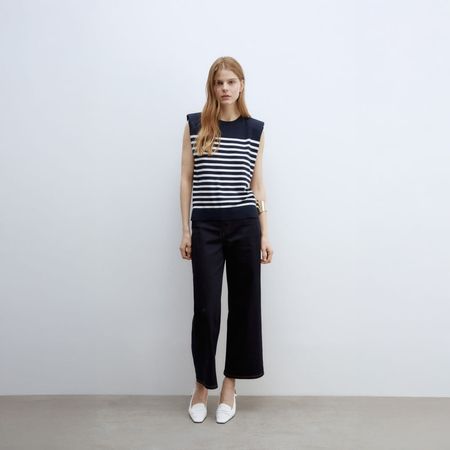 Chaleco Mujer Sfera Top Rayas Manga Sisa Azul Marino S