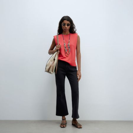 Chaleco Mujer Sfera Top Liso Manga Sisa Rojo M