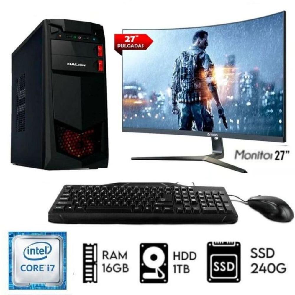 Computadora PC Intel Core i7 3.2ghz Ram 16GB Disco HDD 1TB SSD 240GB Monitor 27