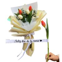 Ramo Coral  Tulipanes con Frase Personalizada - Ramo de Flores