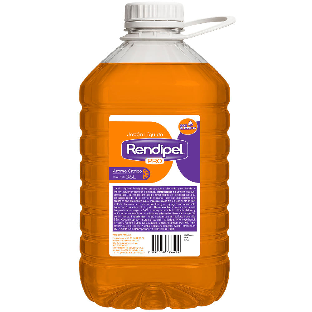 Jabón Líquido RENDIPEL Urban Care Cítrico Botella 3.8L