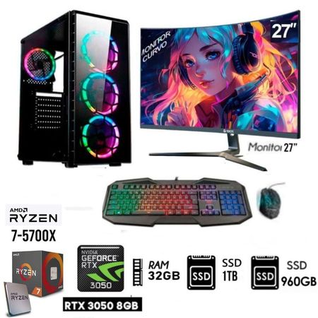 Pc Gamer Ryzen 7-5700X  Ram32GB  SSD M2  1TB    SSD 960GB   RTX 3050  8GB