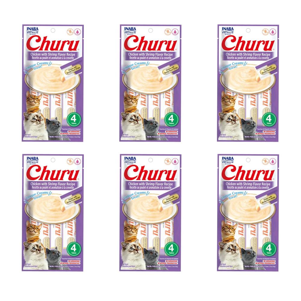 Snack Húmedo para Gatos Churu Sabor Pollo con Camaron - Pack 6 und