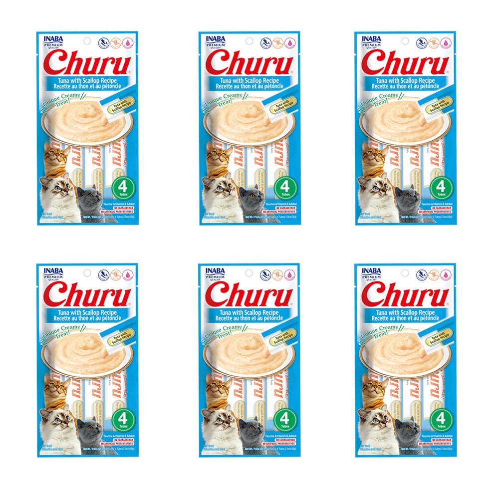 Snack Húmedo para Gatos Churu Sabor Atún y Ostiones - Pack 6 und