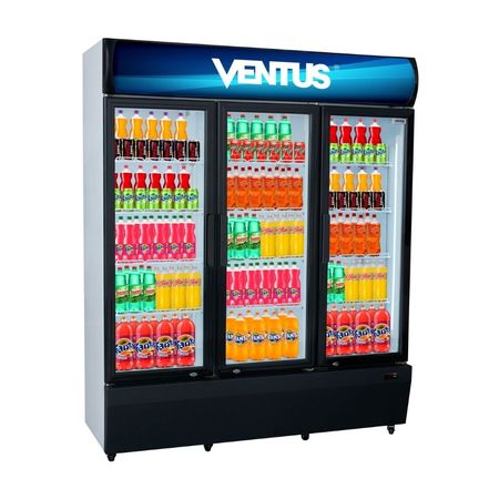 Visicooler Ventus VC1200L Negro de Acero con Doble Puerta de Vidrio Templado