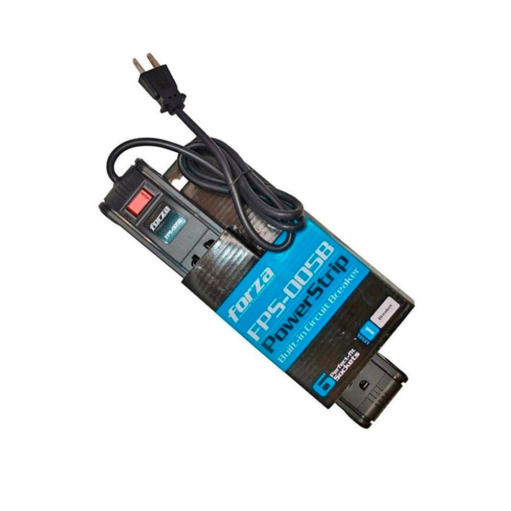 Regleta Forza PS-005B: Multiplicador de Conexiones con 6 Tomas Universales y Cable de 1 Metro