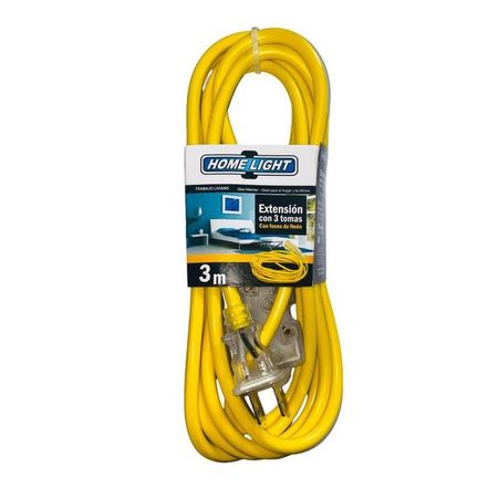 Extensión eléctrica vulcanizado 3 Metros x 3 Tomas Home Light 046298