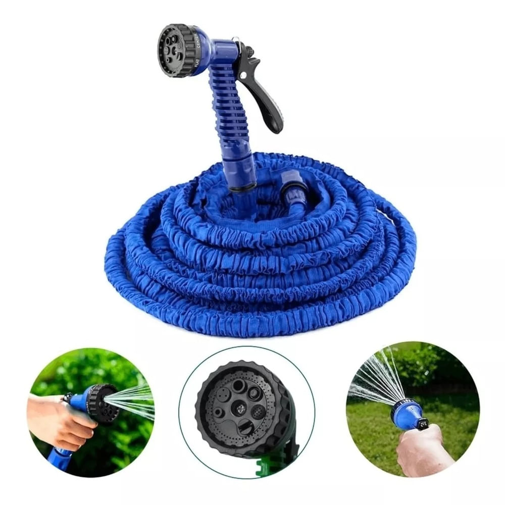 Manguera Retractil Expandible de 60 Metros Azul