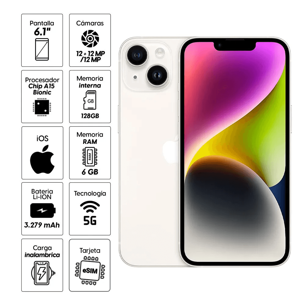 Apple Iphone 14 128gb Despacho Inmediato Blanco