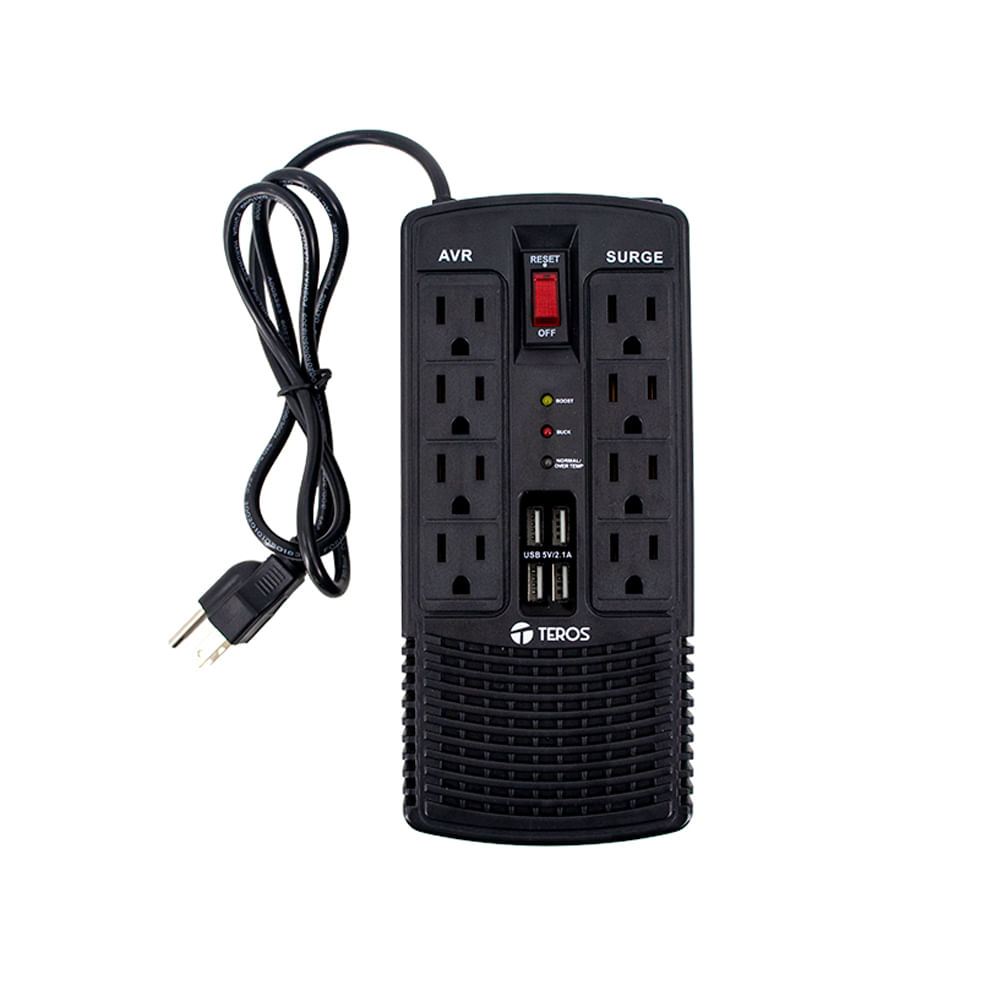 Estabilizador de voltaje TEROS TE-7180 - 1200VA, 600W, 184-276V, protección segura para tus disposi