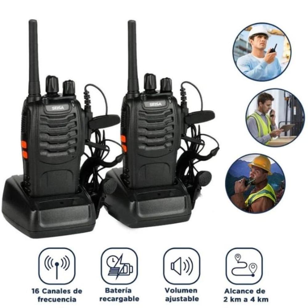 WALKIE TALKIE RADIO TRANSMISOR x2 RECEPTOR 16 CANALES Kit Completo