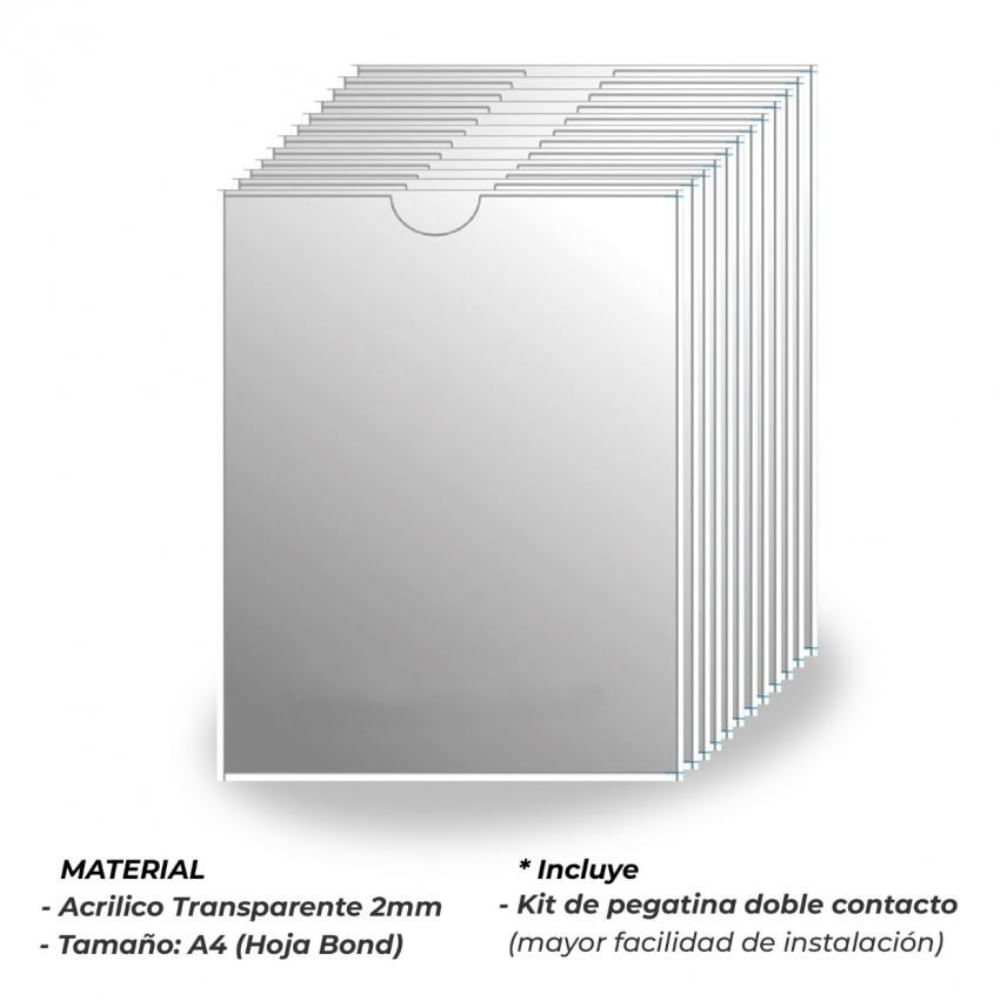 PORTAPAPEL DE ACRILICO A4 - PACK 12 UNIDADES