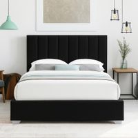 Cama Tapizada Listón Clavel LeMueble Queen Negro