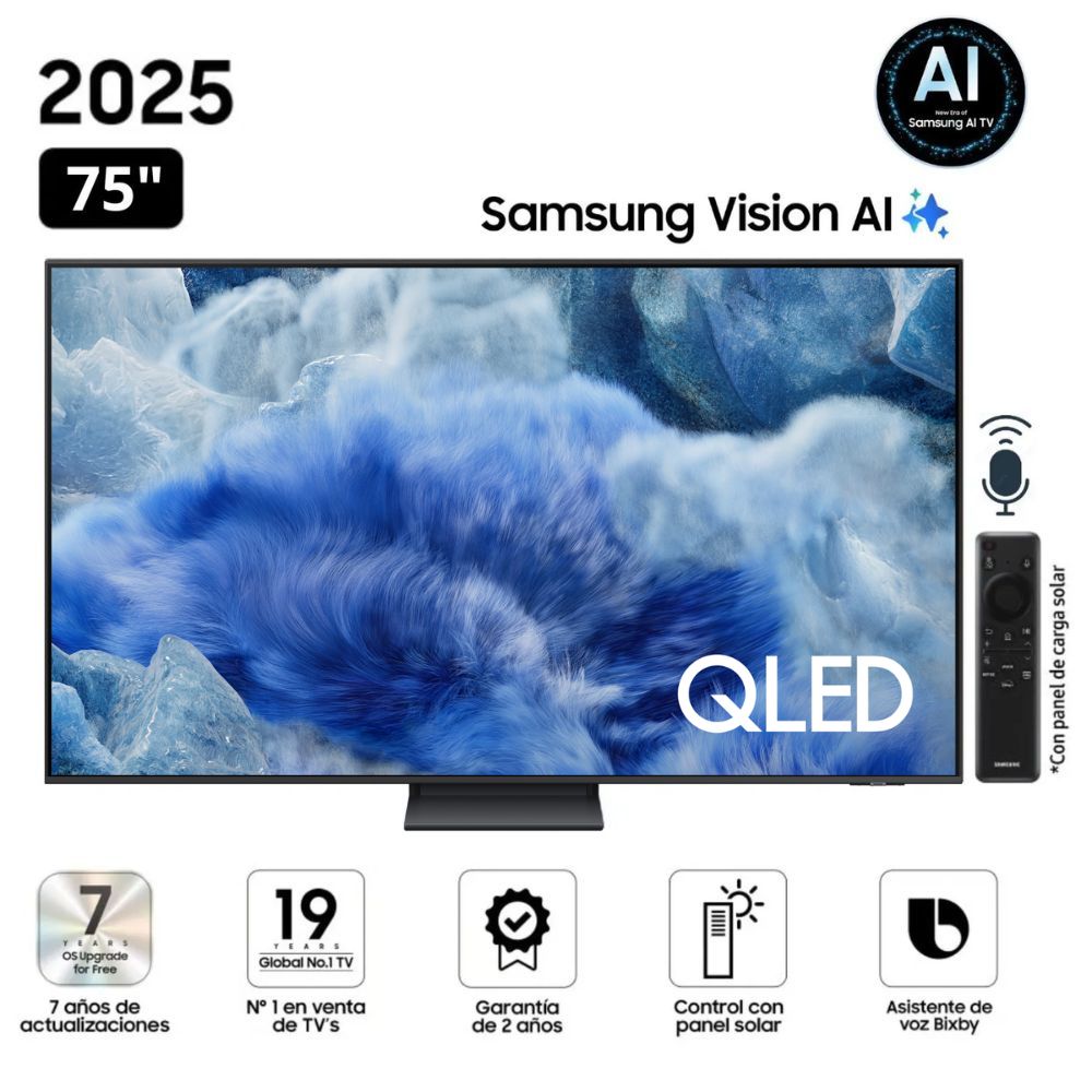 TELEVISOR 75 QLED Q8F Vision AI Smart TV 2025 QN75Q8FAAGXPE RACK FIJO REGALO