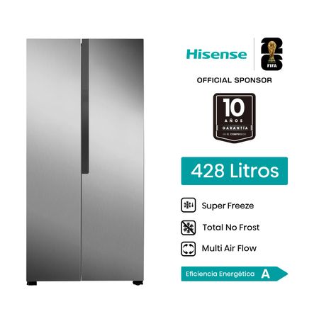 Refrigeradora Hisense Side By Side 428L RS3P428NEDA  Gris
