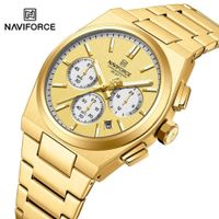 Reloj Naviforce 8048G Analogo Correa Acero Para caballero Dorado Talla única