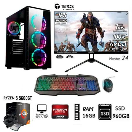 Computadora Pc  Gamer RYZEN 5 5600GT   Ram16GB   Disco  Solido SSD 960GB  Monitor 27 FHD