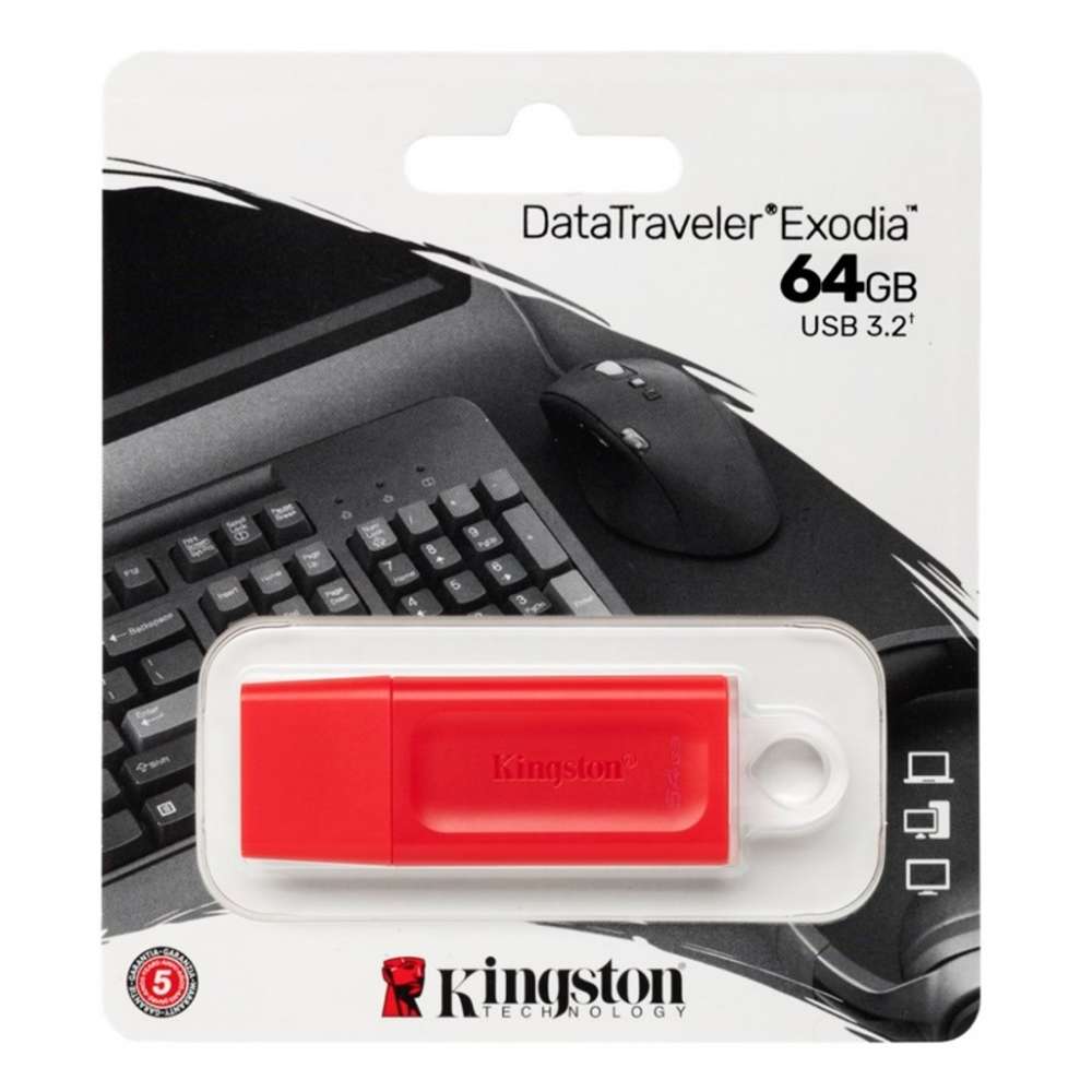 Memoria Flash USB Kingston DataTraveler Exodia 64GB, USB 3.2 Gen 1, Color Rojo