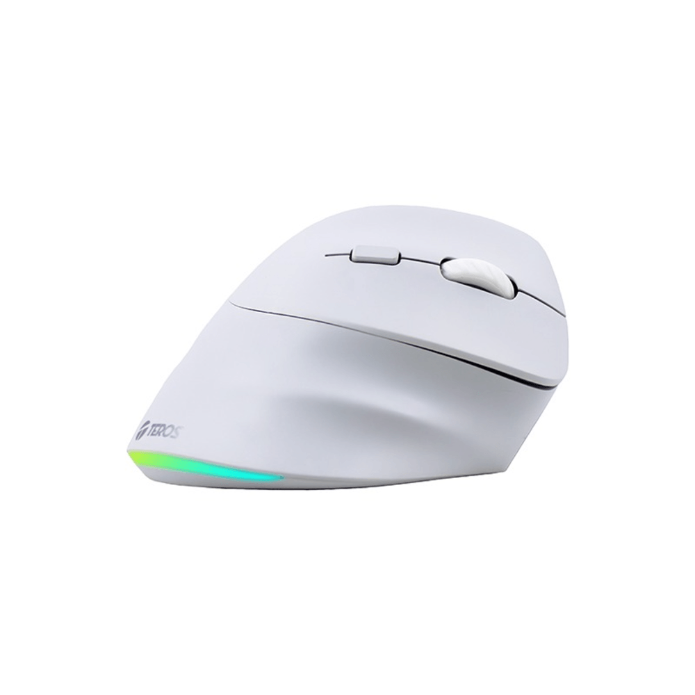 Mouse inalámbrico TEROS TE-1236S, RGB, Blanco, 6 botones con rueda