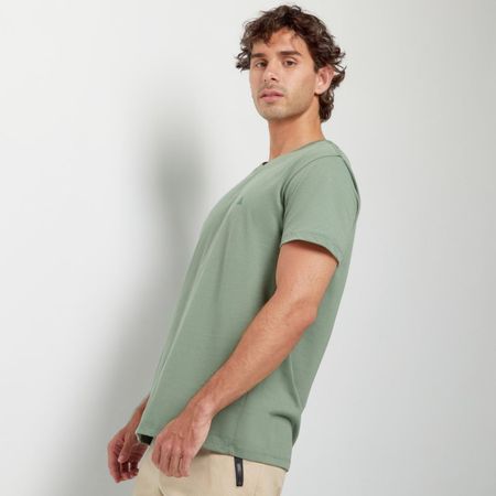 Polo Aereal Cuello Redondo Basico Solido  Olive Hombre  Verde S