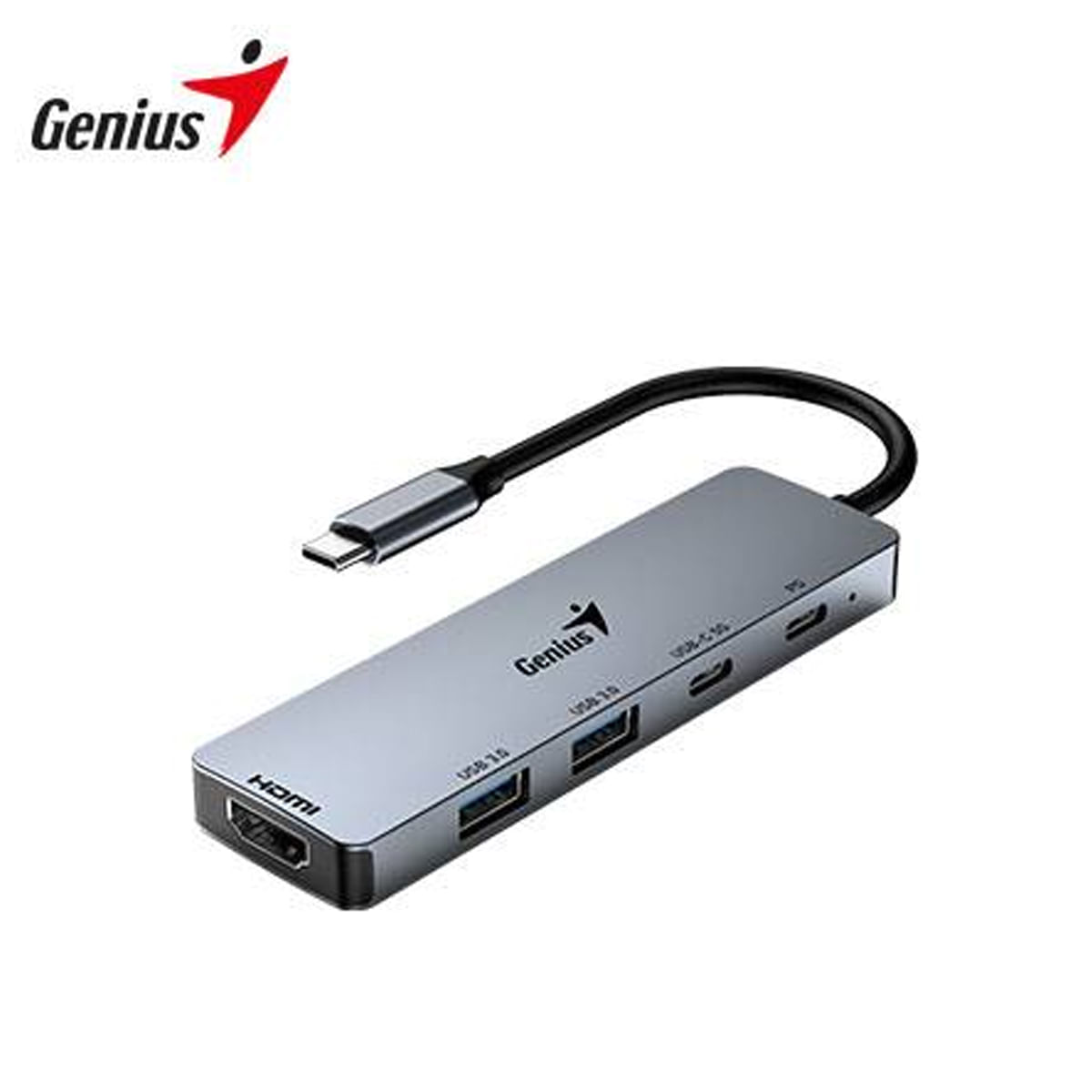 Hub Usb C Genius Uh500 2 Usb A Hdmi 4k Power 100w Silver