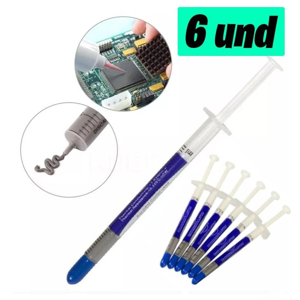 Kit 6 Pasta Térmica Gris Refrigerante p Procesadores 1gr HY510