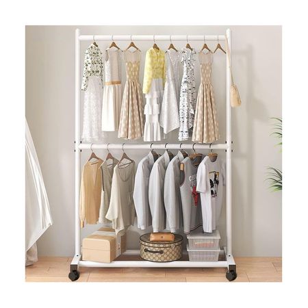 Ropero Armario Closet Perchero Organizador Ropa 2 niveles YG65 Blanco