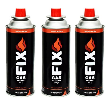 3 Gas Butano FIX Ultra Refinado Valvula Universal Cocinillas Flameador