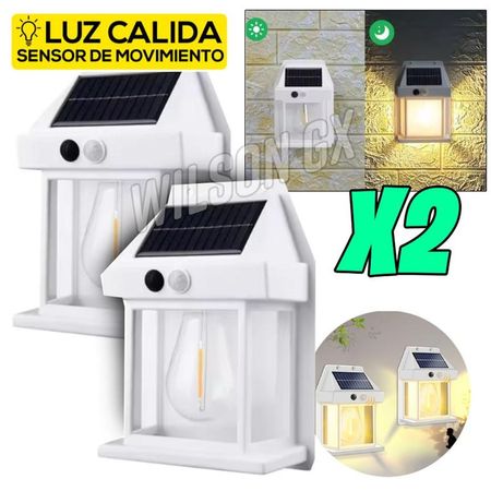 Kit 2 Reflector Foco Led Solar con Sensor Movimiento Blanco Recargable