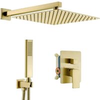 COMBO SET Mezcladora Monocomando Ducha Completo Acero Inoxidable Dorado