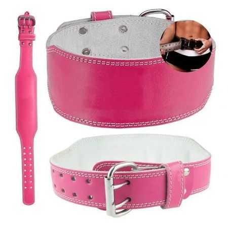Correa De Cuero Rosado Para Levantamiento De Pesas Talla M