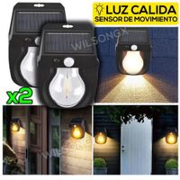 Kit 2 Lámpara Foco Luz Led Solar con Sensor de Movimiento Recargable