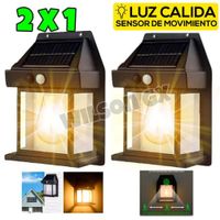 Combo 2 Foco Luz Solar + Sensor Movimiento Lámpara Exterior Recargabl