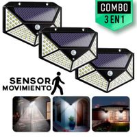 Kit 3 lamparas solar con sensor de movimiento luz reflector 100 leds