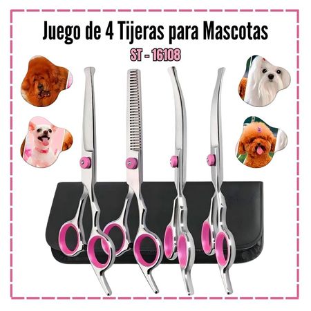 JUEGO DE 4 TIJERAS PARA MASCOTAS ST-16108