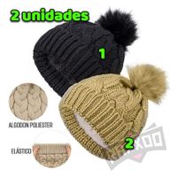 Kit 2 gorro de lana tejido p/ invierno polar niños unisex