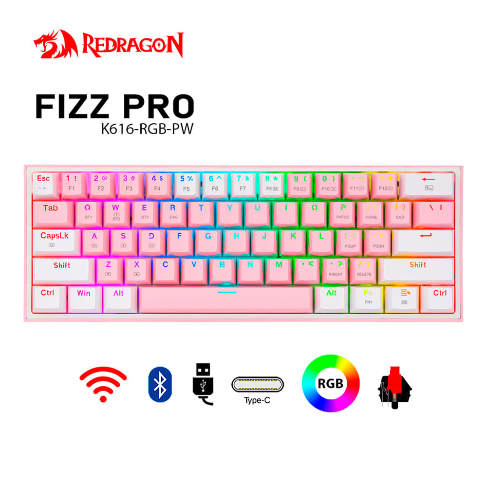 Teclado Redrangon Fizz Pro Rosa
