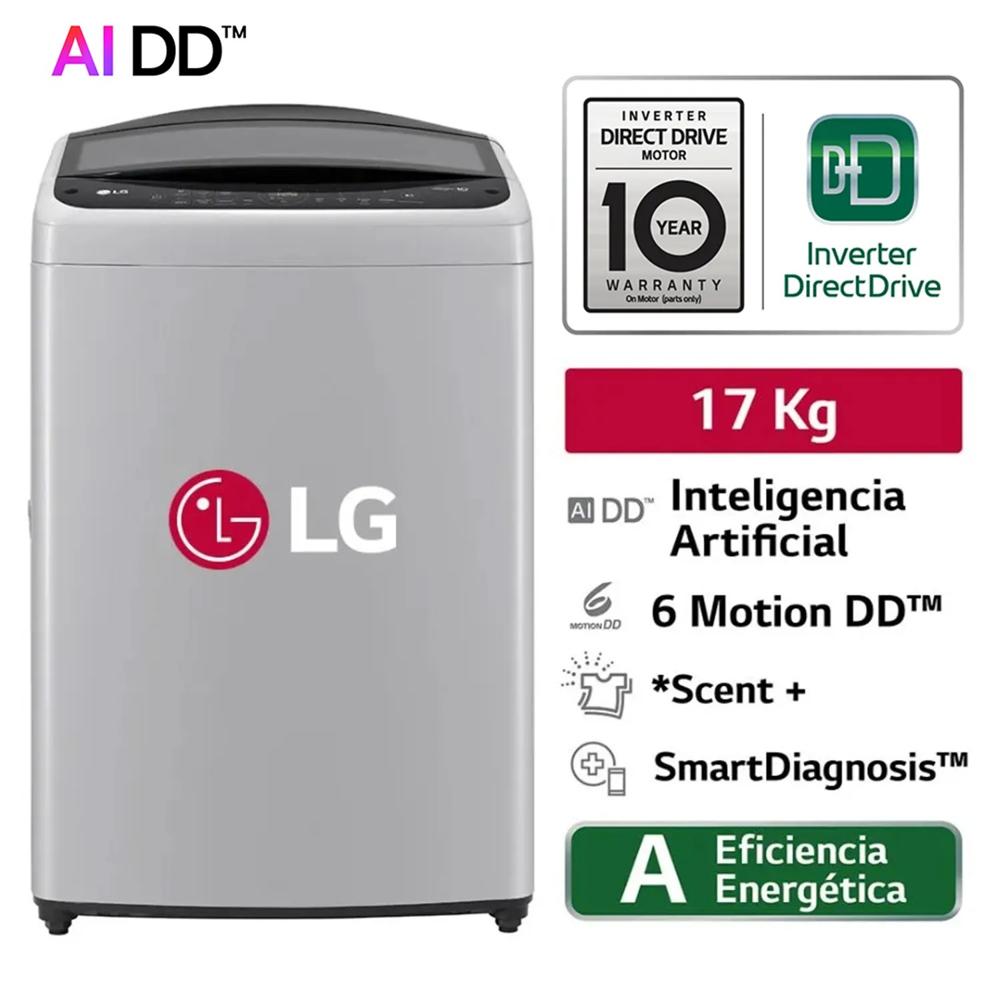 Lavadora LG 17Kg Ai DD Carga Superior WT17DV6T Gris